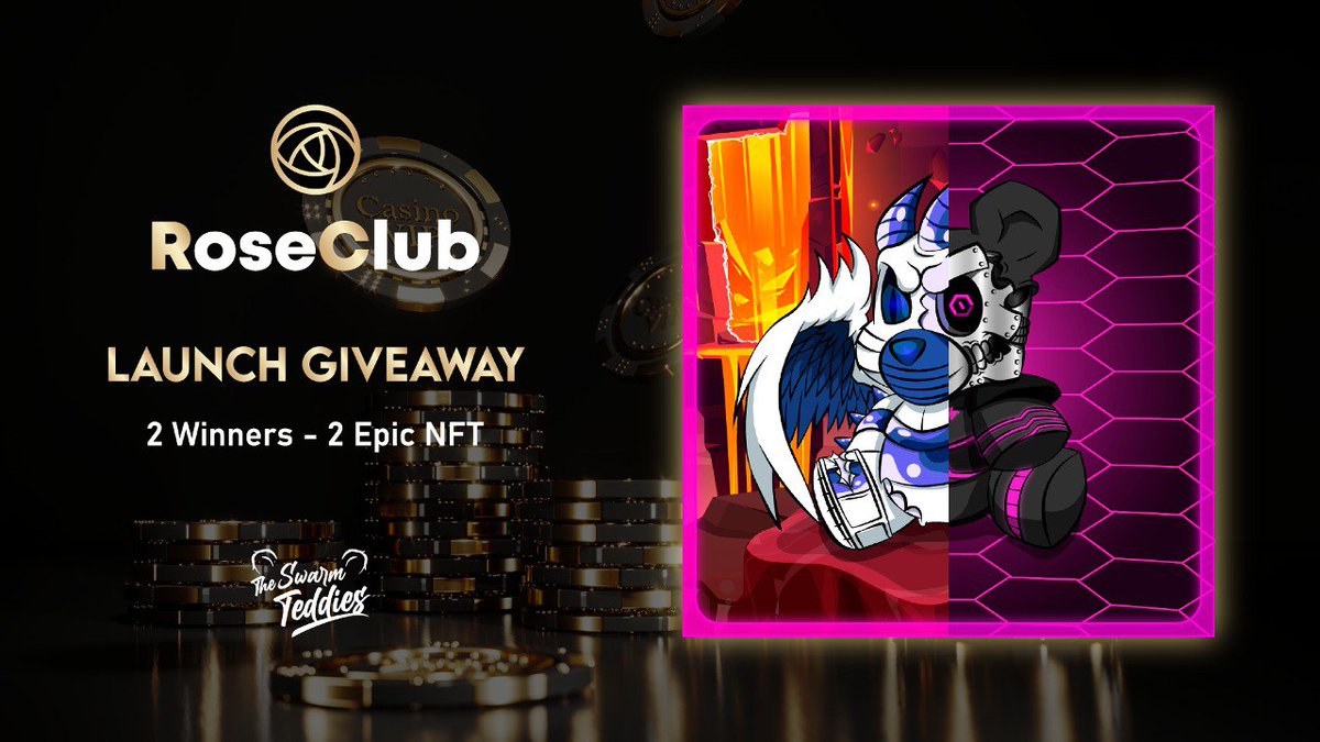 Today we will have a special giveaway before the launch of RoseClub, the first Oasis Network Casino. This Saturday we will have a Twitter AMA and more activities during the day! 

For participate:

- Quote Retweet.
- Tag 3 friends.
- Follow <a href="/SwarmTeddies/">The Swarm Teddies</a>