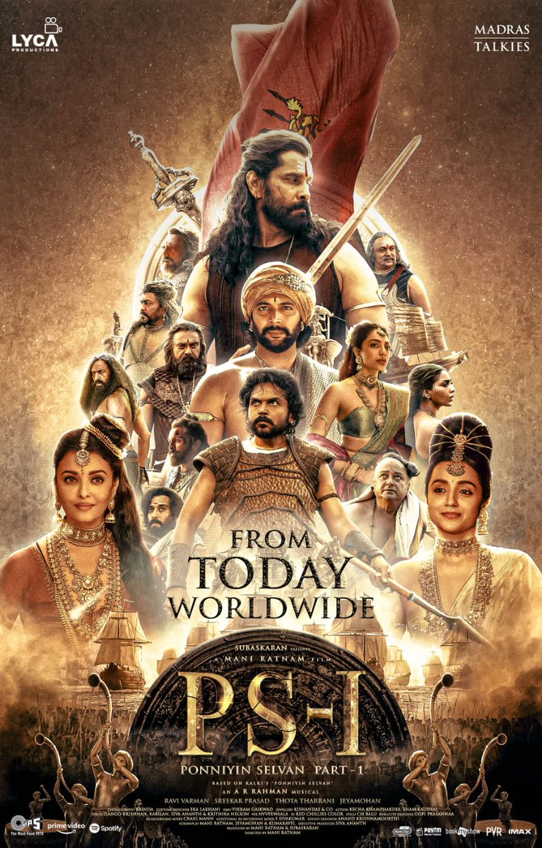 #PonniyinSelvan Review : One Word O-U-T-S-T-A-N-D-I-N-G....

Rating : ⭐⭐⭐⭐/5.

@LycaProductions @chiyaan @trishtrashers @Karthi_Offl @actor_jayamravi @arrahman 

#PS1FromToday #PonniyinSelvanFDFS #ChiyaanVikram #Karthi #JayamRavi #Trisha #AishwaryaRai