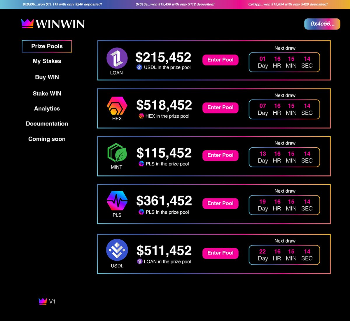 winwindefi's tweet photo. Hey #PulseChain, wondering what the @winwindefi dapp could look like?  

A little something like this. 

@liquidloansio @HEXcrypto @Mintraio https://t.co/sjAOuRviEI