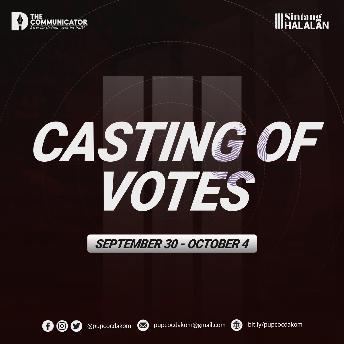 pupcocdakom's tweet photo. #SintangHalalan2022 | Voting precincts are now open. The casting of votes starts from September 30 to October 4, 2022, with polls open from 8:00 AM to 6:00 PM.

COCians can vote through this link:
https://t.co/PDXG1sLswD

#SintangHalalan2022
#SCE2022 https://t.co/RrYDCaQvpo