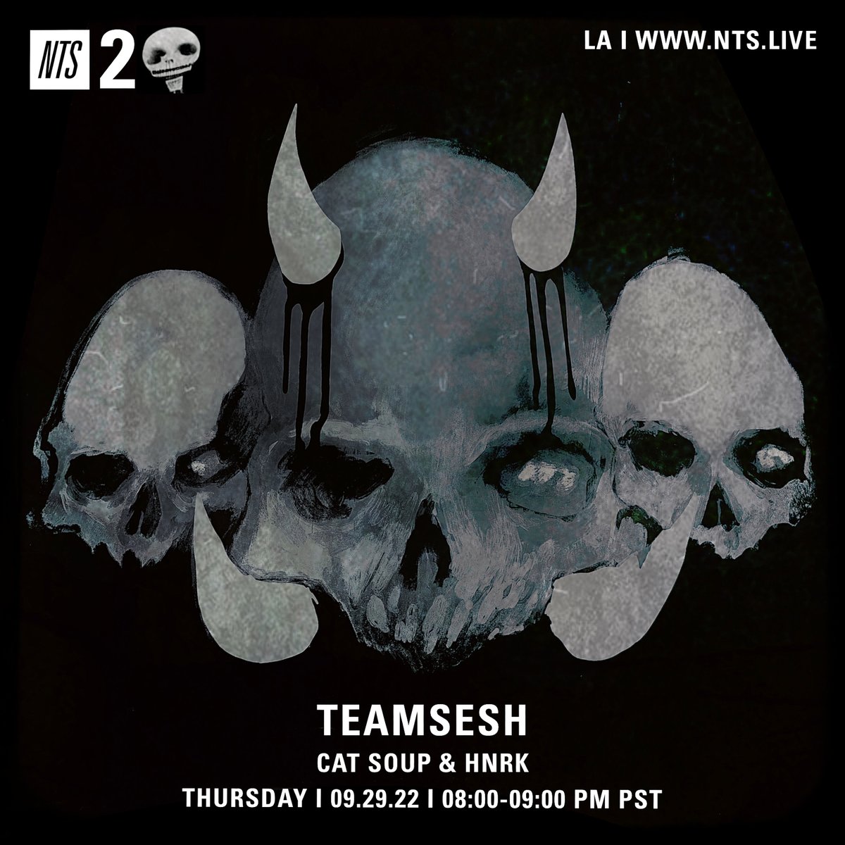 .<a href="/TeamSESH/">BONES</a> w/ <a href="/catsoup/">cat soup</a> <a href="/hnrk_/">ً</a> for the next 60 minutes playing hip hop, trap, jazz and more. Stay locked: nts.live/2
