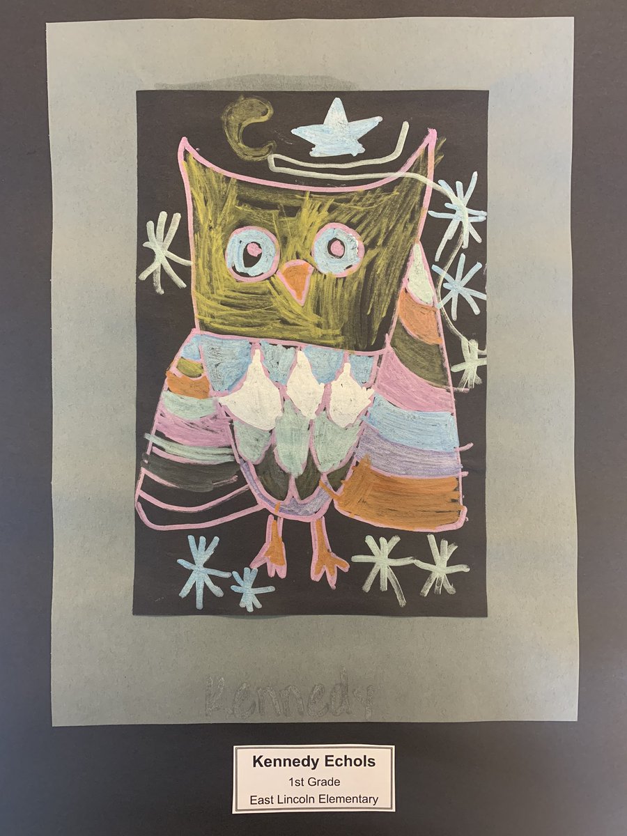 A lot of the first quarter artwork <a href="/EastLincolnEag1/">@EastLincolnEagles</a> was inspired by our visits from the Middle Tennessee Raptor Center - including these beautiful 1st grade owls! <a href="/ArtsTcs/">TCSFineArts</a> <a href="/TCSPublic/">TullahomaCitySchools</a>