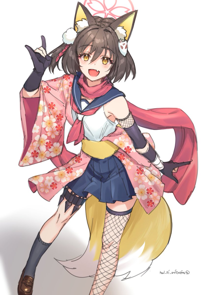 izuna (blue archive) 1girl animal ears fox ears solo tail fox shadow puppet fox tail  illustration images