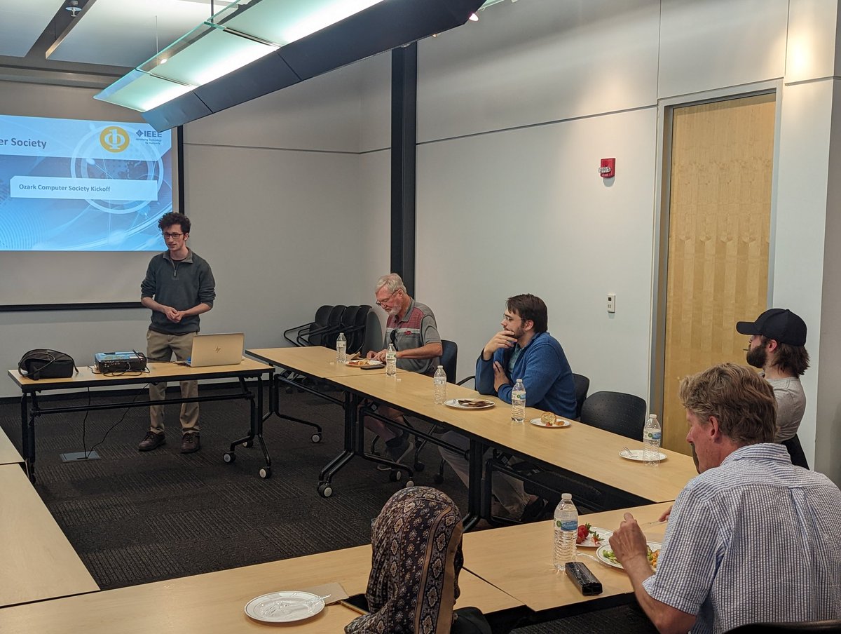OzarkIEEE's tweet photo. We had a great time kicking off the Ozark @ComputerSociety Chapter tonight!  Thank you Dr. Malek Ben Salem from @Accenture for a fascinating talk on the risks and rewards of #AI. Many more great events coming for our members! https://t.co/s3GEQFHghm