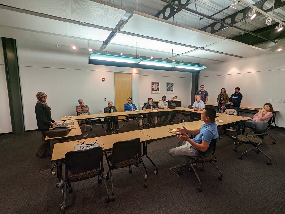 OzarkIEEE's tweet photo. We had a great time kicking off the Ozark @ComputerSociety Chapter tonight!  Thank you Dr. Malek Ben Salem from @Accenture for a fascinating talk on the risks and rewards of #AI. Many more great events coming for our members! https://t.co/s3GEQFHghm