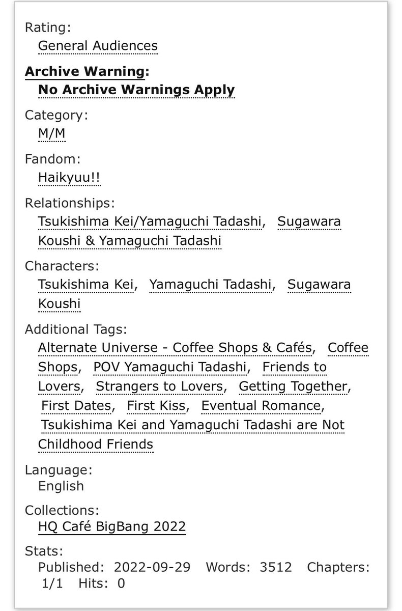 mokuhchi's tweet photo. Pour Me Your Heart 

Rated G | 3.5k | #tsukkiyama 

Written for the @hqcafebigbang !

Checkout the art that goes along with it done by @luminastarr and thank you to @kissomiass for being my beta :D

https://t.co/gxotuytSTQ https://t.co/EIK8cO7CHy