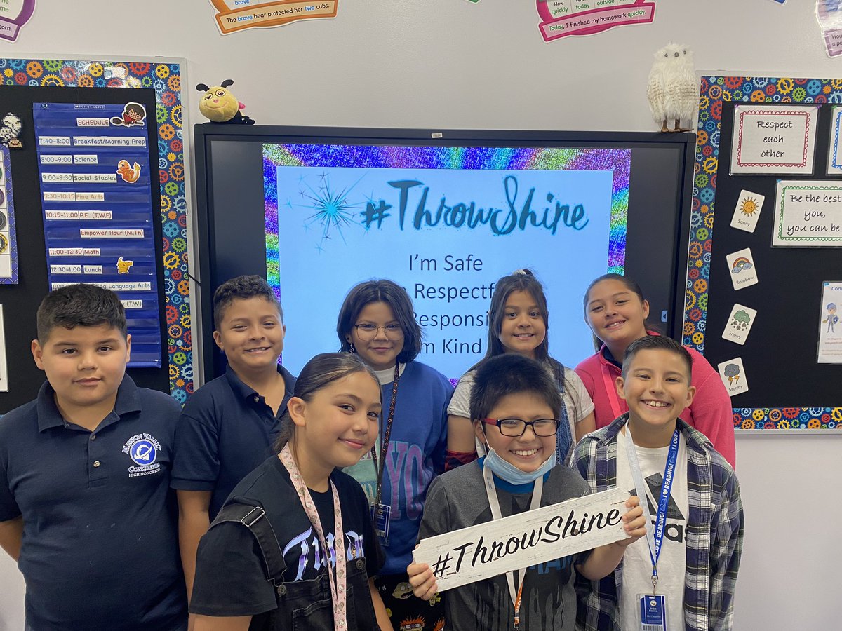 JChaparroMV's tweet photo. Congrats to my #ThrowShine kiddos for the 1st 9 weeks!! Great role models for being safe, respectful, responsible, and kind 💙 @MissionValleyES https://t.co/LnI1cbnoHk
