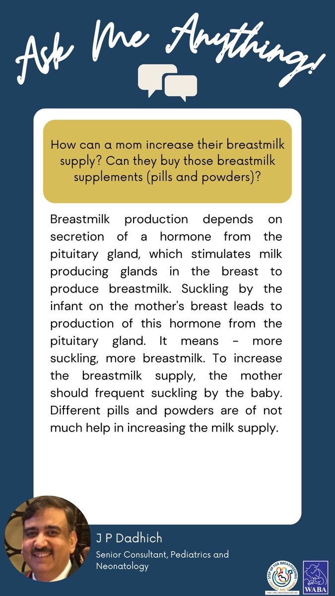 WABAsecretariat's tweet photo. How can a mom increase their breastmilk supply? Can they buy those breastmilk supplements (pills &amp; powders)?

Q&amp;A Cards – answers provided by our #WBW2022 #AMA experts. (PART 2)
https://t.co/5szocPycBr 
#stepupforbreastfeeding #educateandsupport #breastfeeding #WarmChain https://t.co/WygDp8TJ7r