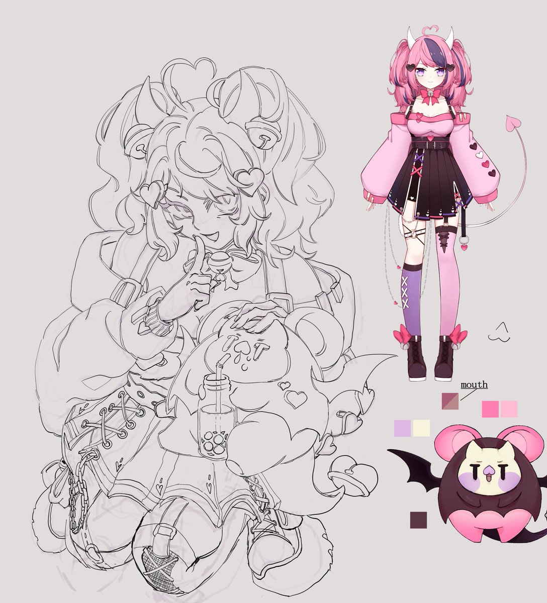 namivami's tweet photo. I decided to participate in the iron mouse family competition. to be honest, I was inspired by other vituber mascots so as not to overdo it with the details lmao. I will be very happy if Mausi like it <3 @ironmouse ; #PreciousFamilyMascot 🦇💜(⁠＾⁠∇⁠＾⁠)⁠ﾉ⁠♪ https://t.co/0AJ5o37Qbx