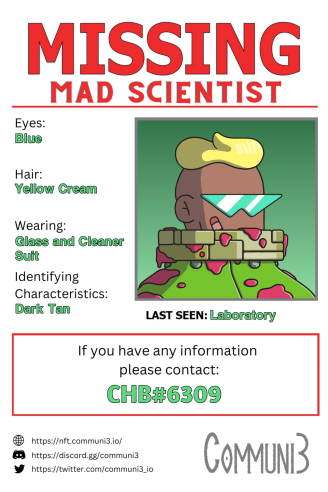 CHB6309's tweet photo. Yesterday my Mad Scientist was doing some experiment in C3 Laboratoray but right now he's nowhere to be found.
If you have any information or have seen this mad scientist please me know. #C3Weekend https://t.co/Q935M4h8aj
