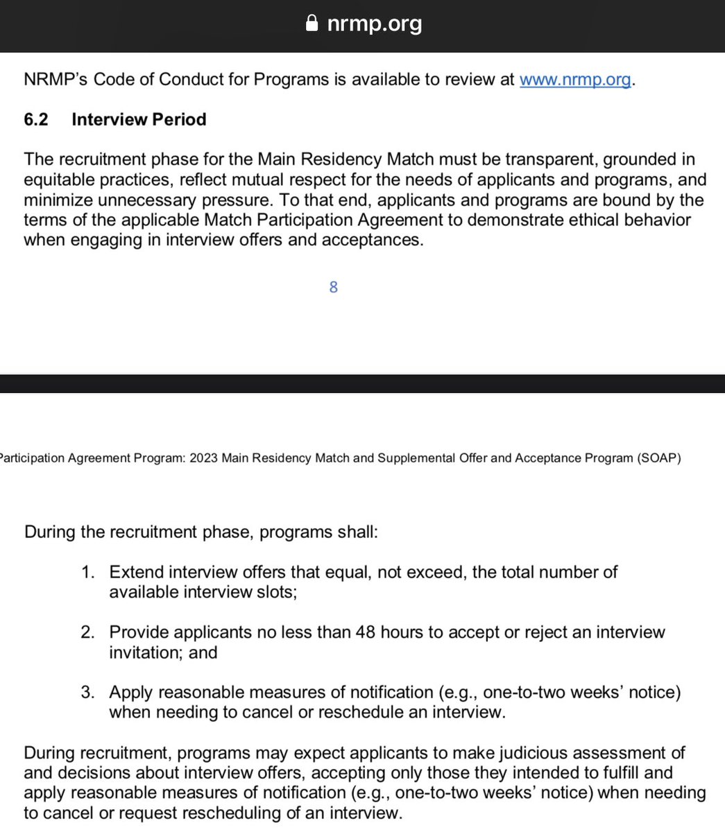 carflows's tweet photo. @RichDuszak I believe as of this year it is actually a Match violation to offer more invites than there are interview slots available.  https://t.co/8E8qw1mCn0 https://t.co/i9cOYlBmg0