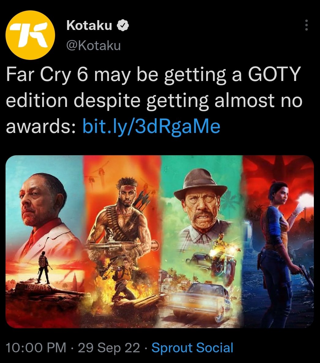Far Cry 6 Might Get GOTY Edition Despite Getting No Awards