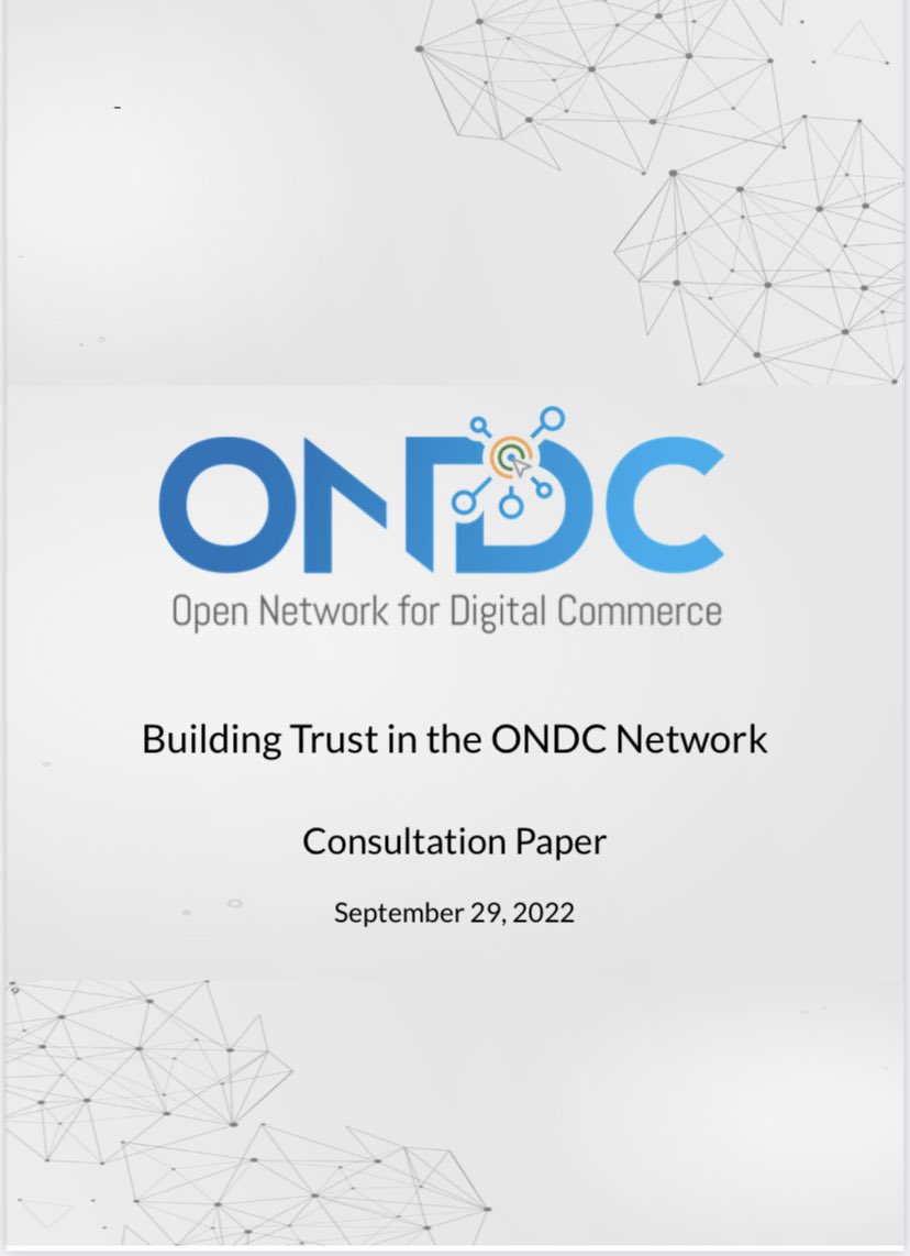 anilarch's tweet photo. Building trust in #ONDC is critical. As we launch beta testing for a limited set of users, a consultation paper on how trust in the open network could be strengthened has been published for stakeholder comments. Looking forward to insightful engagement! https://t.co/cHGxE4poS1 https://t.co/4ryqWKVm5g