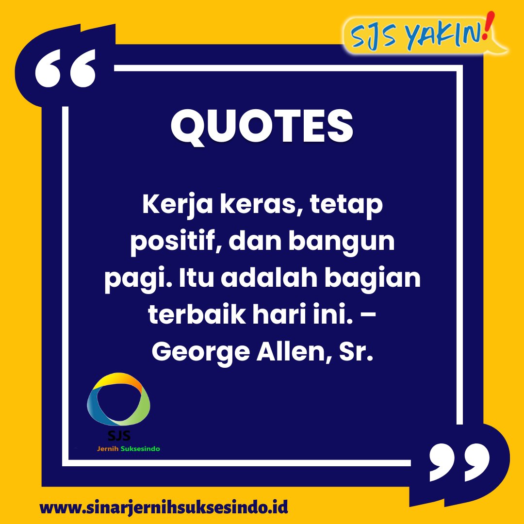 pt_sjs's tweet photo. Jum'at pagi semoga berkah, semangattt Manjars!
#SJSYakin #SJSquad #Manjars #SinarJernihSuksesindo #KerjaPlus #SJSplus #LokerIndonesia #TipsKerja #KonsultasiKerja #Quotes #InfoPekerjaan https://t.co/E6ZlFqZPLE