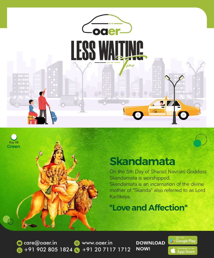 OaerCabs's tweet photo. Day 5
Colour Green

Happy Navaratri 

#oaer #oaercabs #pune #mumbai #nashik #nagpur #hyderabad #bangalore #chennai https://t.co/dARKvncW9l