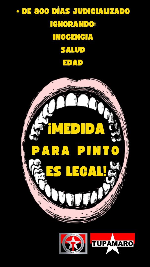 #MedidaSustitutivaParaPintoYa. Muy grave d salud.
<a href="/IGTaldia/">Inspectoría General de Tribunales ⚖️</a> <a href="/UNReliefChief/">Tom Fletcher</a>
<a href="/gladysrequena/">Gladys Requena</a> <a href="/TSJ_Venezuela/">TSJ Venezuela</a> 
<a href="/MinpublicoVEN/">Ministerio Público venezolano</a> <a href="/TarekWiliamSaab/">Tarek William Saab</a> 
<a href="/ErikaOSanoja/">Érika Ortega Sanoja</a> <a href="/Laotratvvzla/">La otratv vzla</a> 
<a href="/mangozurda/">Oswaldo Rivero</a> <a href="/WalterDossier/">Walter Martínez</a> <a href="/cubadebatecu/">Cubadebate</a> <a href="/RNVinformativa/">RNV Informativa</a> <a href="/BEBANEGRA/">❣️🌹 BEBANEGRA 🌹❣️</a> <a href="/NicolasMaduro/">Nicolás Maduro</a>
<a href="/PedroCarreno_e/">Pedro Carreño</a> 
<a href="/jorgerpsuv/">Jorge Rodríguez</a>