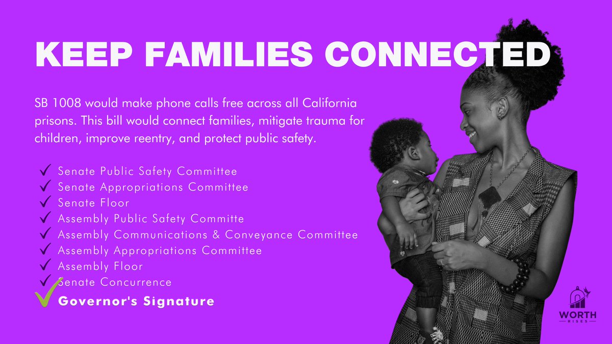 Worth Rises (@worthrises) on Twitter photo ANNOUNCEMENT! 📢 The news is barely off his desk, but it’s official, <a href="/CAgovernor/">Governor Gavin Newsom</a> <a href="/GavinNewsom/">Gavin Newsom</a> has signed SB1008 to make calls free across all CA prisons, making CA the second state to do so after CT. This bill will save CA families $33 million a year and make CA safer! ANNOUNCEMENT! 📢 The news is barely off his desk, but it’s official, <a href="/CAgovernor/">Governor Gavin Newsom</a> <a href="/GavinNewsom/">Gavin Newsom</a> has signed SB1008 to make calls free across all CA prisons, making CA the second state to do so after CT. This bill will save CA families $33 million a year and make CA safer!