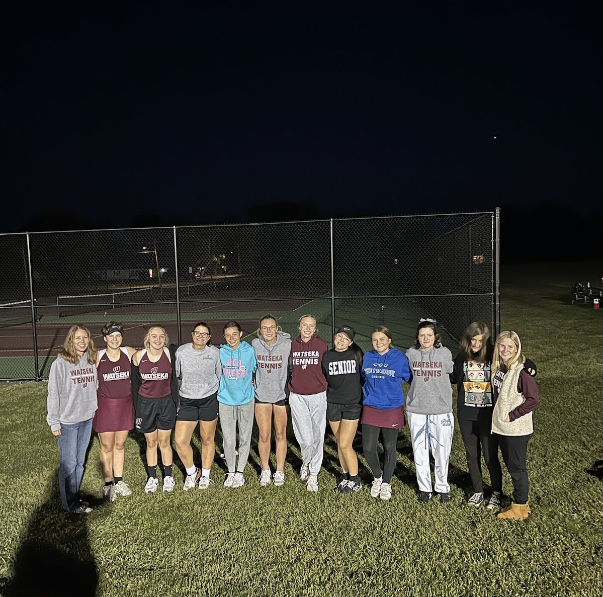 WatsekaTennis's tweet photo. Watseka history was made tonight with a match that finished in the dark - Warrior Tennis beat STM for the second year in a row with a 6-3 win on senior night! 😁👊🏼🎾 https://t.co/9WCpNPbrIE