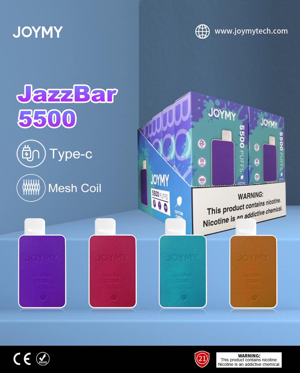 CJoymy's tweet photo. Joymy JazzBar5500 🔥🔥🔥🔥🔥🔥🔥

#joymy #joymytech #podsystem #ecigarette #vapestore #vapekit #vapeus #vapedubai #vapeUK 
#vapewholesale #vapedistribution #vapesale #vapegirl #vapeman #vapeca #vapevdaily #vapeMexico 
#disposablekits #disposablepen #5500puffs #wholesale #retail https://t.co/wMORyI3ukG