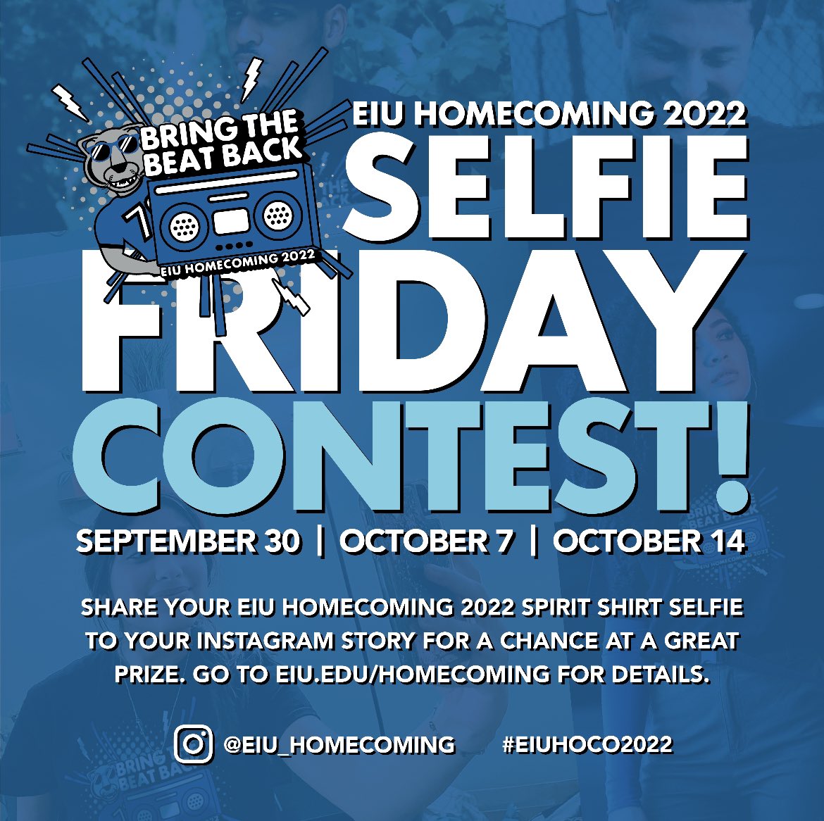 🔹🐾It's that time of year again Panthers!! Every Friday leading up to homecoming we will be hosting our Selfie Friday competition 🐾🔹
Head over to our Instagram for all the details on how to enter! @eiu_homecoming