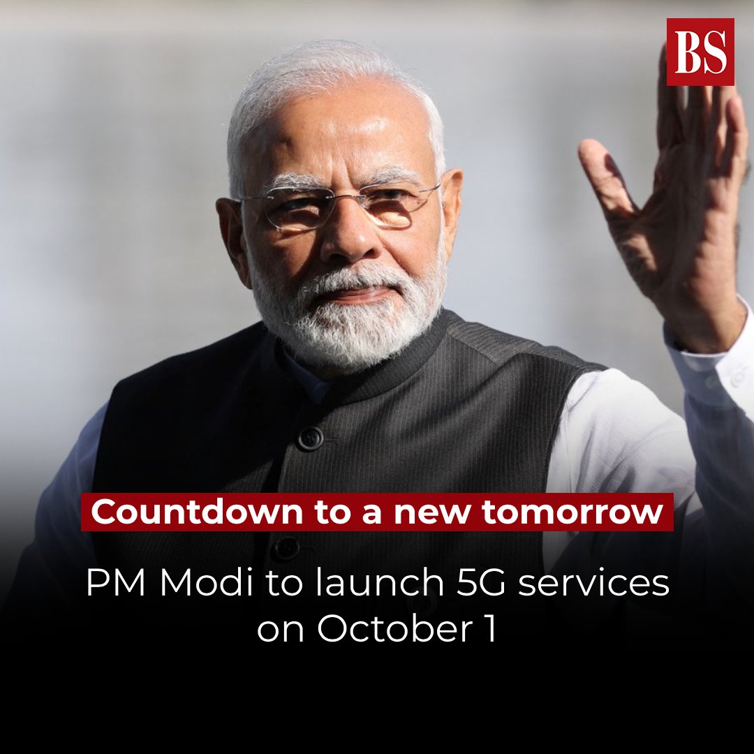 bsindia's tweet photo. Prime Minister #NarendraModi is scheduled to flag off the much-awaited 5G services on October 1. Read more

#PMModi #5GInIndia #5GServices #5G #Tech #Teleocm 
https://t.co/VkJ49q3S7l https://t.co/2YufZYZS8y