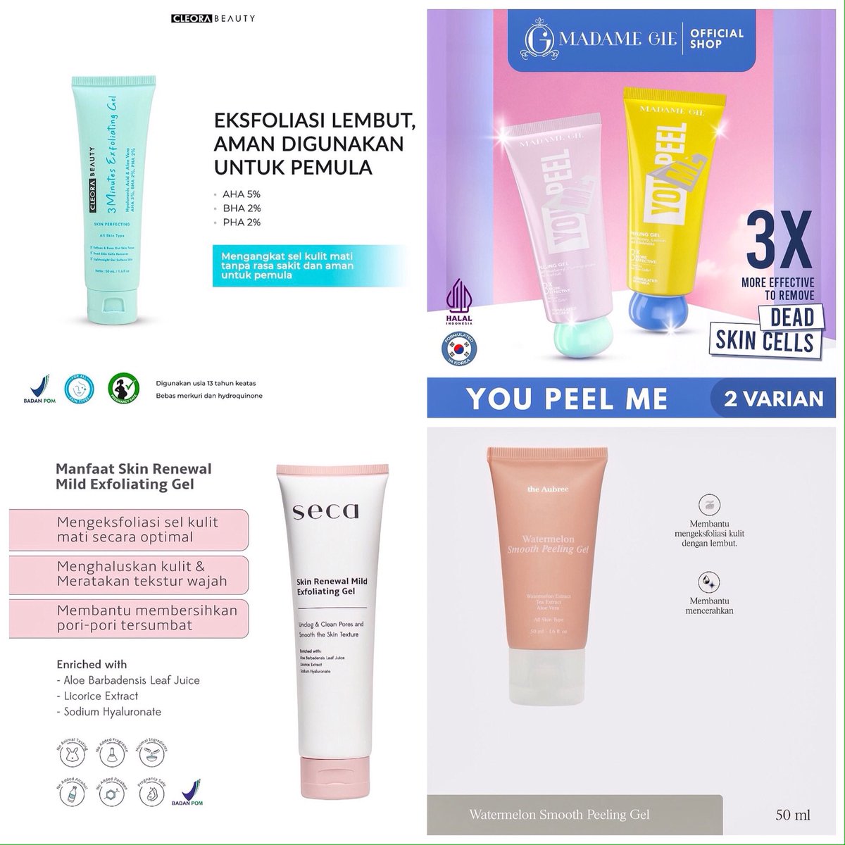 whtthlve's tweet photo. ✨Rekomendasi Physical Exfoliator Peeling gel, mengeksfoliasi wajah dengan lembut dan bersih✨

1. Cleora https://t.co/41WTH3PaJJ 57k
2. Madame Gie https://t.co/VfbZCdtq7B 35k 
3. Seca https://t.co/Nk8YaZsCPx 69k
4. The Aubree https://t.co/HXeivmqwCr 61k https://t.co/H3PlD8Db7S