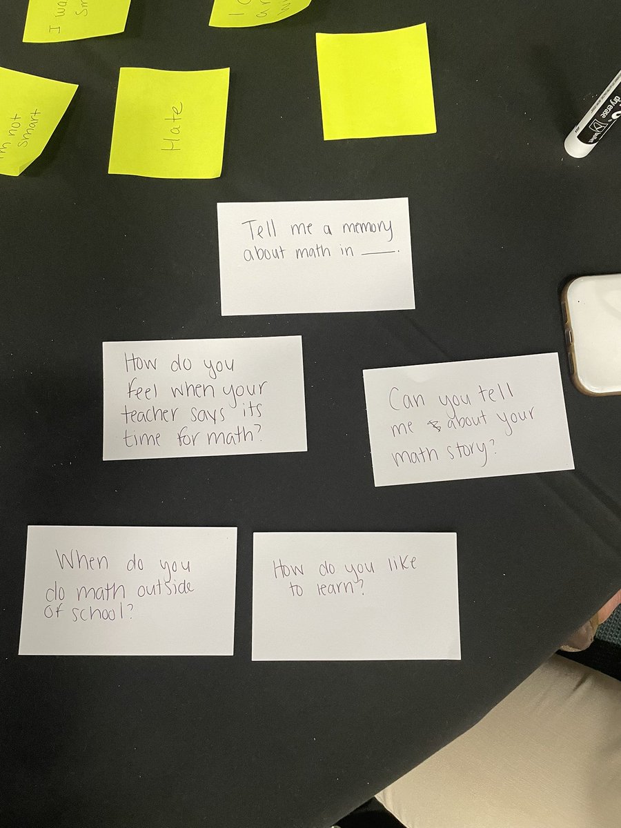 Discovering the power of empathy interviews. This session from @mathematize4all @KaraLouiseImm was amazing. We drafted questions to get started on our journey. #NCTMLA2022 @MyMathCafe @meljean08