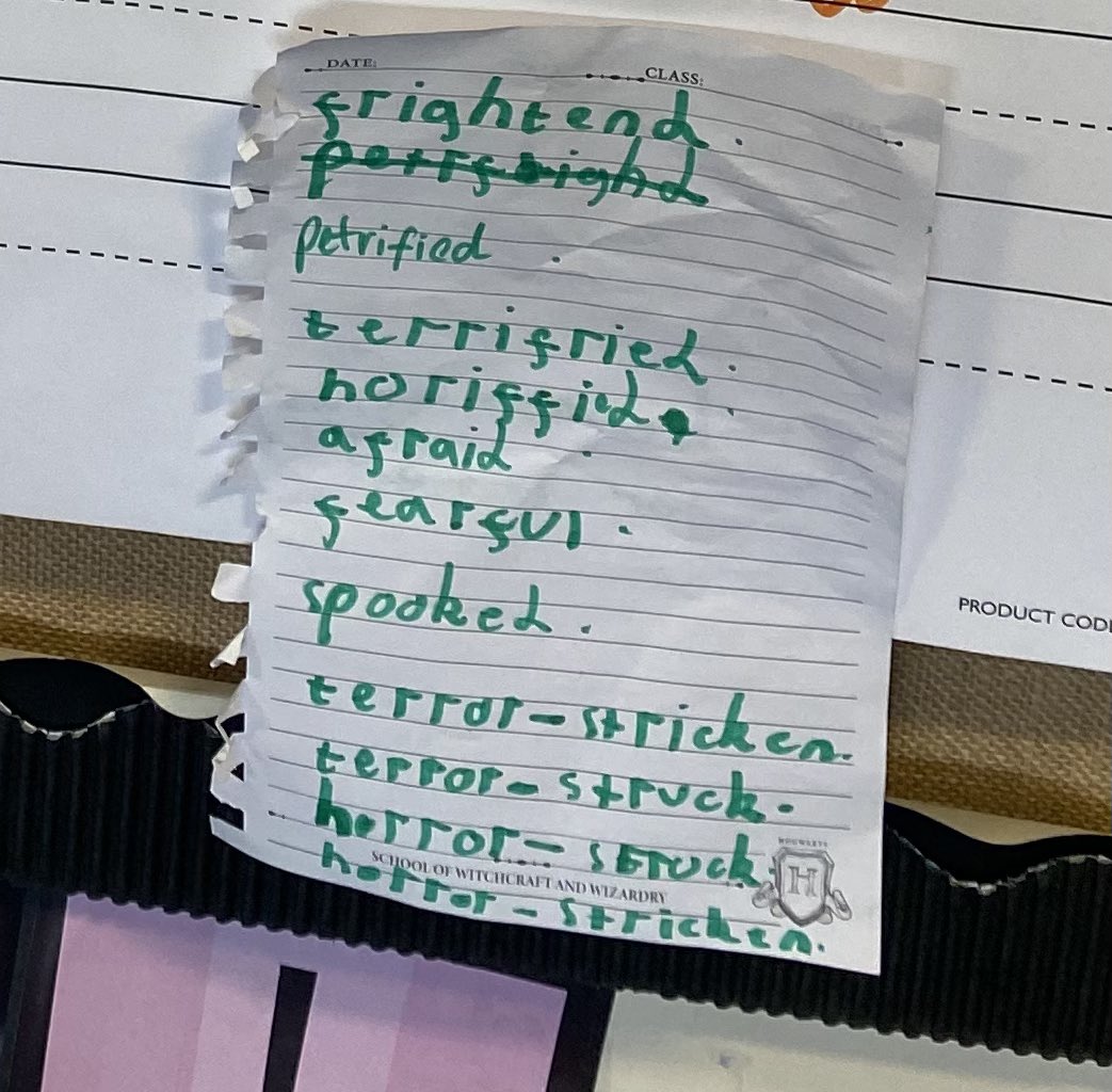 nhpyr2's tweet photo. Some of our amazing children continued their learning at home and brought in their own list of synonyms for their descriptive writing. Super proud!🤩📝 https://t.co/6sp4ULIhYB
