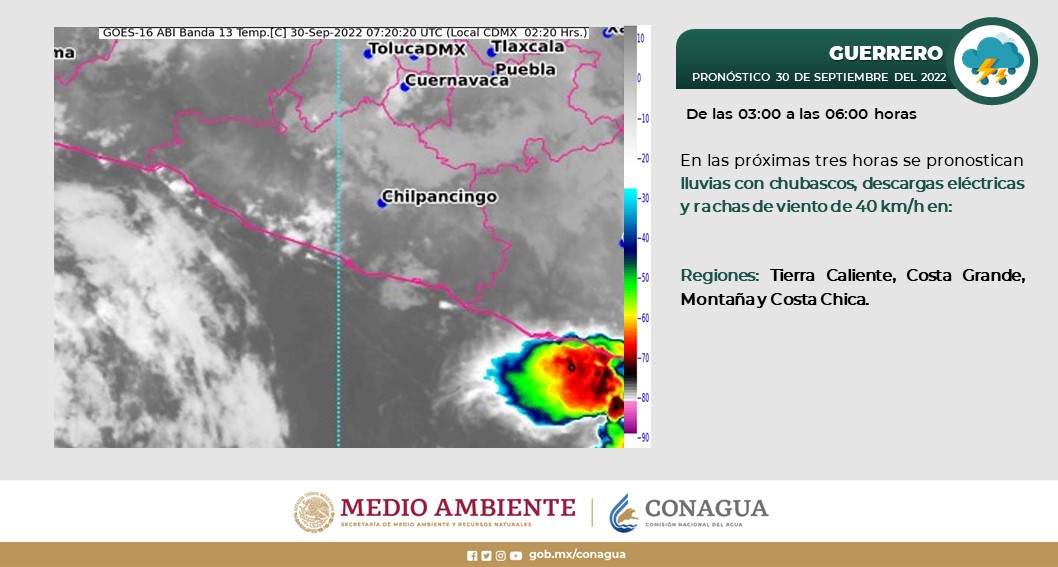 #Lluvias con #Chubascos y #DescargasElectricas en #Guerrero