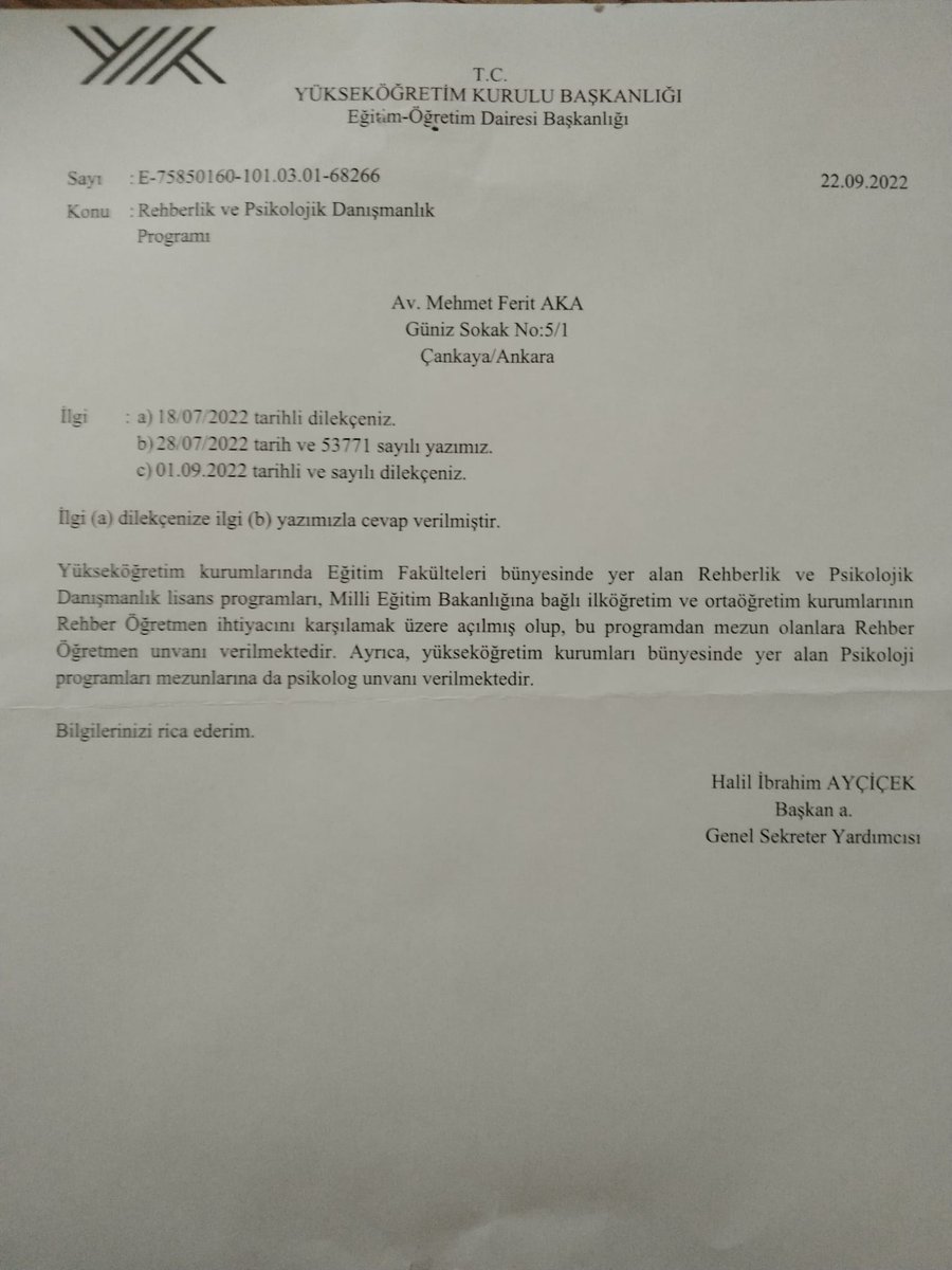 Ortada bir takım hezeyanlar ve YÖK'nun güncel resmi tespiti var. Aşağıdaki kişi herhangi biri değil PDR derneği eski başkanı.
<a href="/DrRecepAkdag/">Recep Akdağ</a> <a href="/mahirunal/">Mahir Ünal 🇹🇷</a> <a href="/drfahrettinkoca/">Dr. Fahrettin Koca</a> <a href="/eczozgurozel/">Özgür Özel</a> <a href="/prfmuratkaraman/">Prof. Dr. Murat Karaman</a> <a href="/TBMMresmi/">TBMM</a> <a href="/ykalitekurulu/">Yükseköğretim Kalite Kurulu (YÖKAK)</a> <a href="/LPBilgi/">Lisanslı Psikologlar</a> <a href="/TPDBilgi/">Türk Psikologlar Derneği</a> <a href="/sagkik/">Saglikahmet Sagkik</a> <a href="/PsikiyatriDer/">Türkiye Psikiyatri</a> <a href="/SHUdernegiGM/">Sosyal Hizmet Uzmanları Derneği</a>
