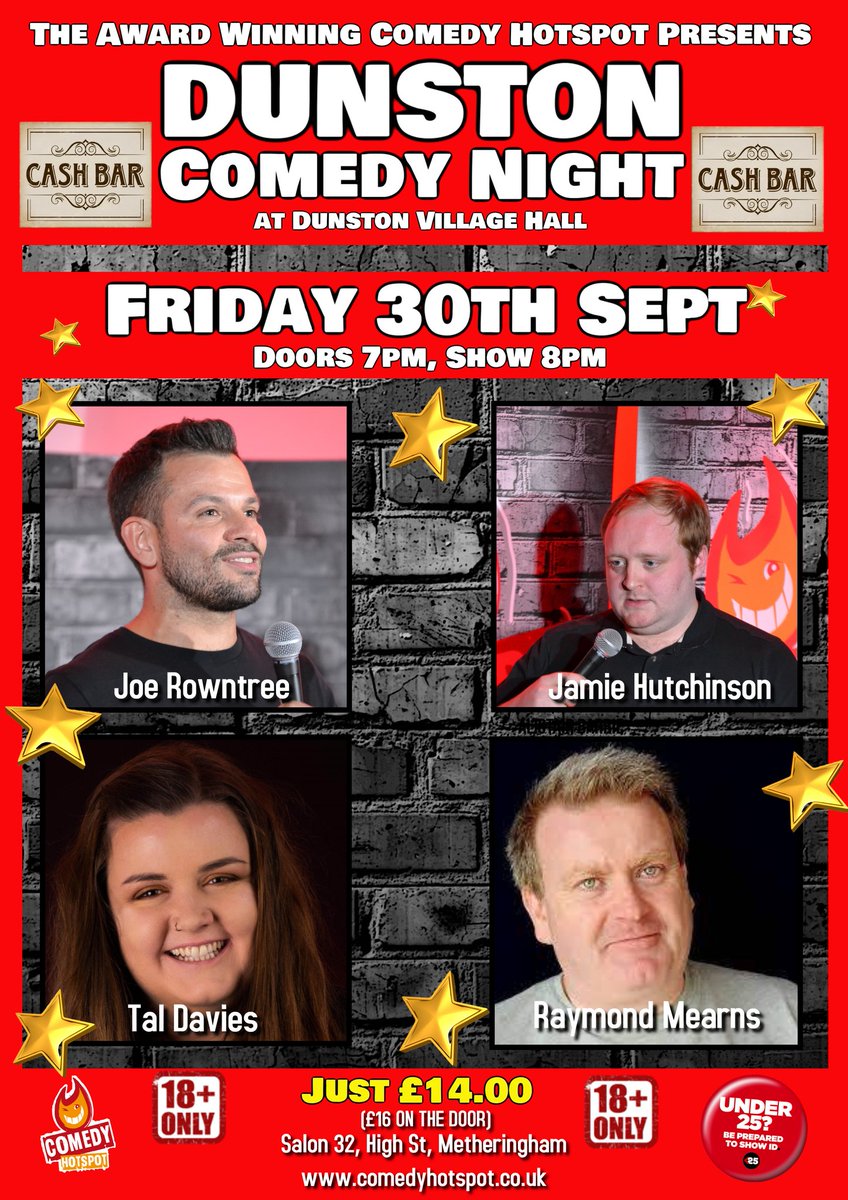 Looking forward to hosting Comedy Hotspot tonight at Dunston Village Hall #comedy #DunstonLincs