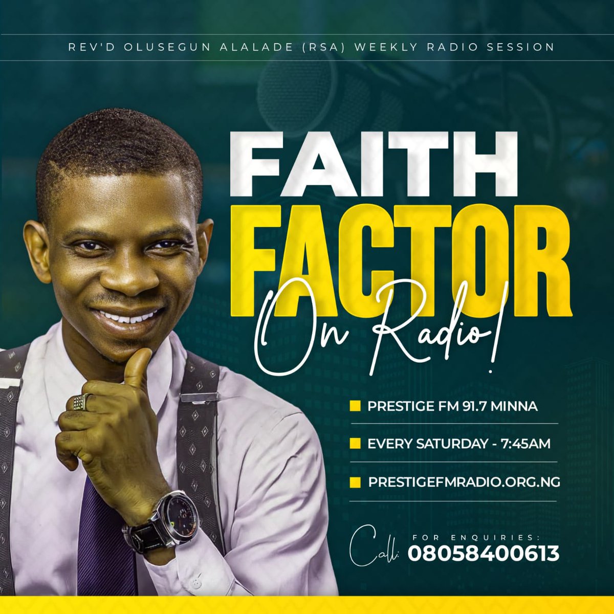 PastorSegunALAL's tweet photo. Every Saturday, You can listen from anywhere in the world from 7.45am (WAT) on https://t.co/HUKeG4oZm2 
 Prestige Fm 91.7 MINNA

Please share with others too.

Blessings.
*Revd 'Segun Alalade*✝️
#Faithfactor
#revolusegunalalade
#coffeelovers
#earlyriser https://t.co/QaigOAFXIk