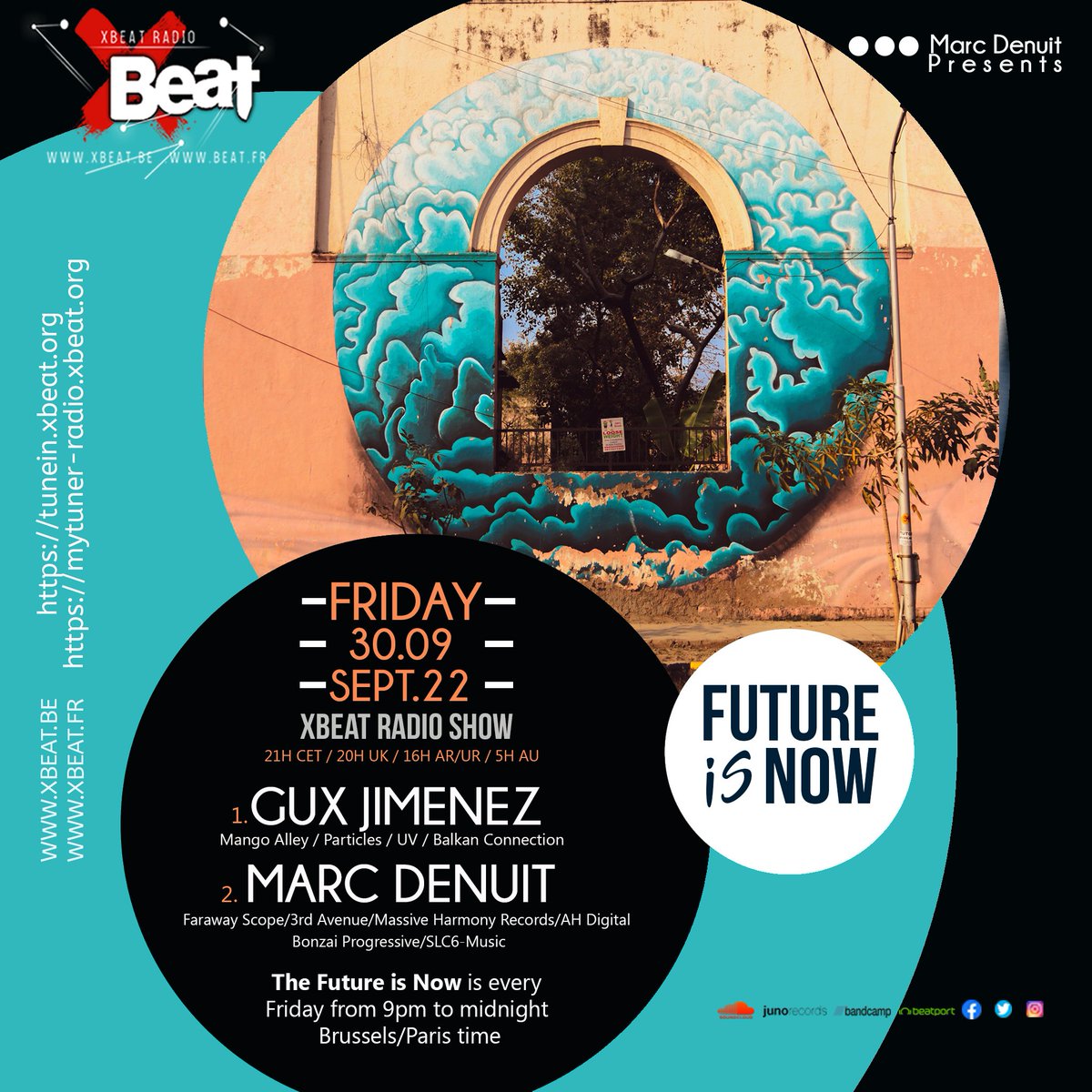 MarcDenuit's tweet photo. Tonight Friday 30.09.22 and Friday Night to Saturday
The Future is Now &amp; Atmosphere Music #11
Xbeat Radio Station
Thank you for listening
https://t.co/gXqkpdFfFq
https://t.co/NYaalY7vvx 
https://t.co/izc3LihDMm 
https://t.co/0U5X4A47oY https://t.co/r6eovJS6nz