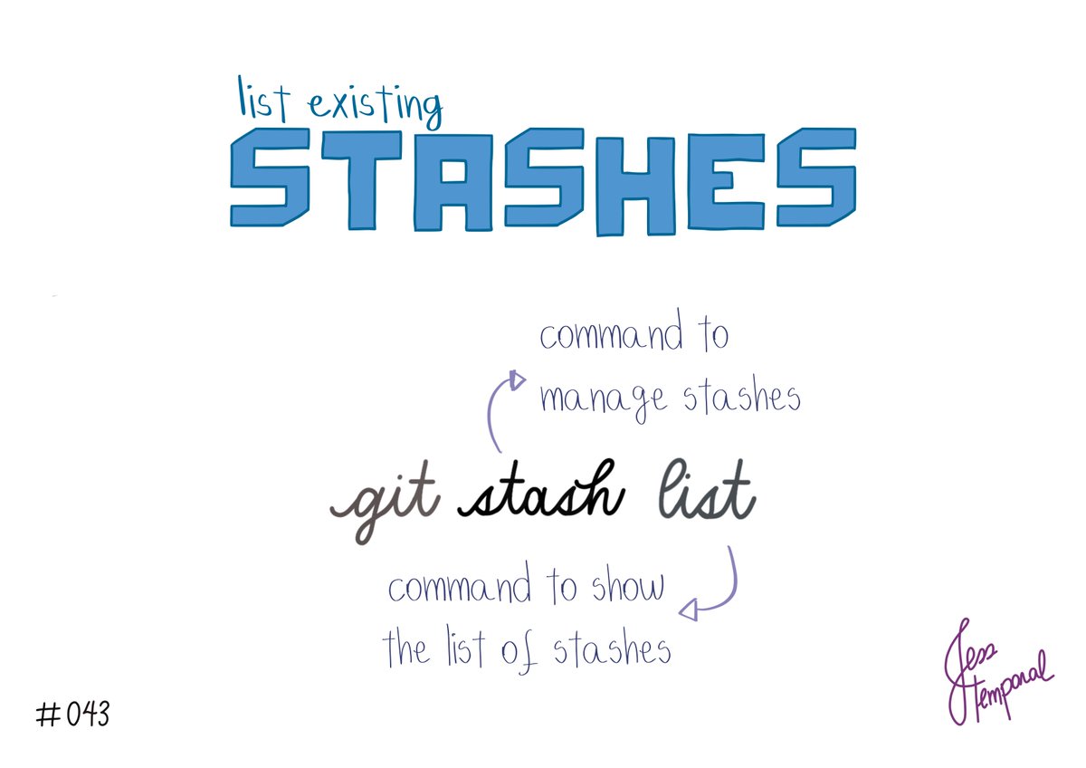 jesstemporal's tweet photo. Want to list all stashes you saved? Use
git stash list
You can find this #GitStudyCards & more at https://t.co/eSsUIG011I
#gitfichas #git #developer #developers #software #github #techtwitter https://t.co/DyZEALvm31