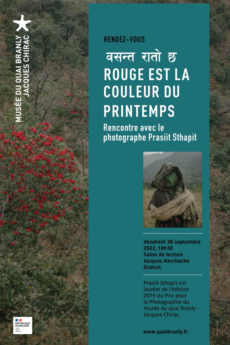 quaibranly's tweet photo. 📸 RDV à 18h30 au salon de lecture pour découvrir le travail du photographe Prasiit Sthapit, lauréat du #PrixPhoto avec son projet वसन्त रातो छ "Rouge est la couleur du printemps". Une série engagée qui met en lumière l'héritage de la guerre civile au Népal.
👉http://zvqJ50KNZ5x https://t.co/DWQkl2iF5G
