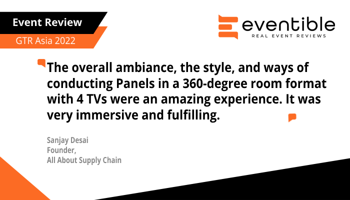 Eventible_'s tweet photo. Sanjay Desai, Founder, All About Supply Chain, recently reviewed GTR Asia 2022🤩
Read more #reviews here--> https://t.co/xaRtNVuHll
#B2BEvents #Events #GTRAsia #EventProfs #Tradetech #GTRCommodities
@gtreview https://t.co/0k8Q7n9Mqc