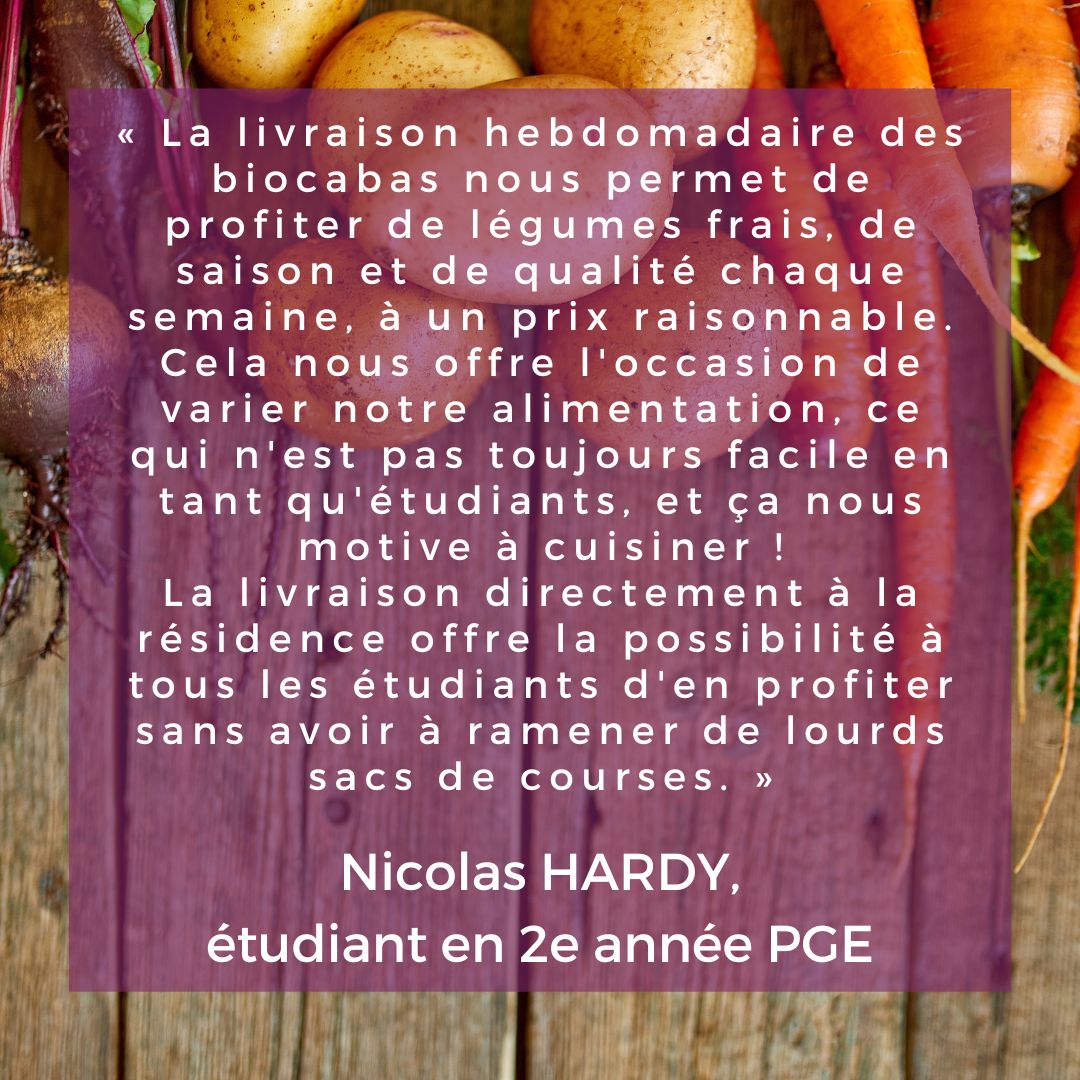 ArtsetMetiers_'s tweet photo. 🥦 Grâce à l'AEG et aux #Biocabas, les élèves du campus Arts et Métiers de Lille ont la possibilité de varier leurs repas et faire le plein de bonnes vitamines avec des fruits et légumes de saison et locaux (- de 10km) à un prix accessible. Livraison directement à la résidence ! https://t.co/Sl5GtVoqEI