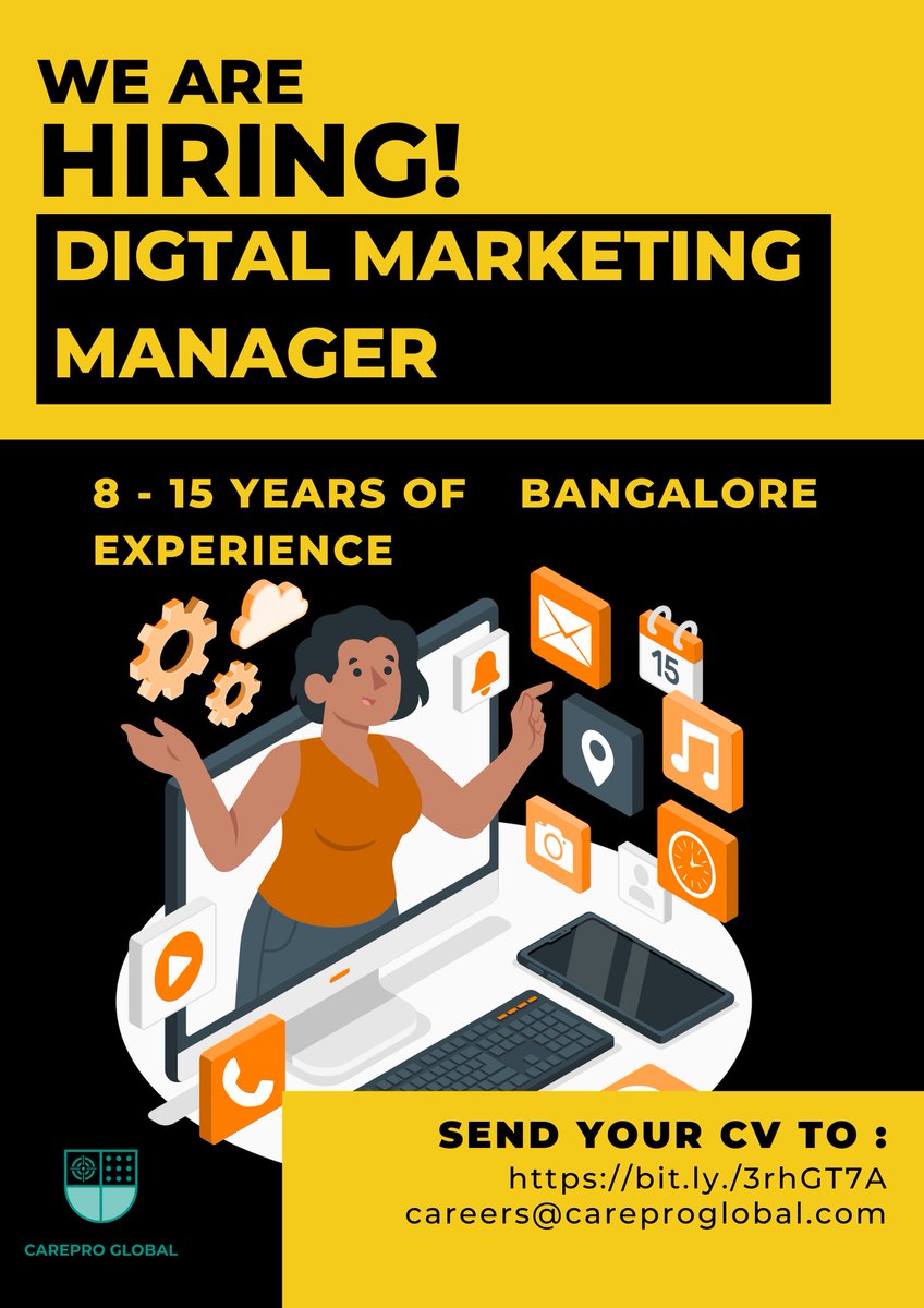 CarePro_Global's tweet photo. Hiring Digital marketing manager.
Experience of 8-15 years in bengaluru location. interested candidates can send their CV on this link. https://t.co/PQxwKneh7l
#digitalmarketing #digitalmarketing #marketing #socialmediamarketing #socialmedia #business #marketingdigital https://t.co/L4ugeg3UQp