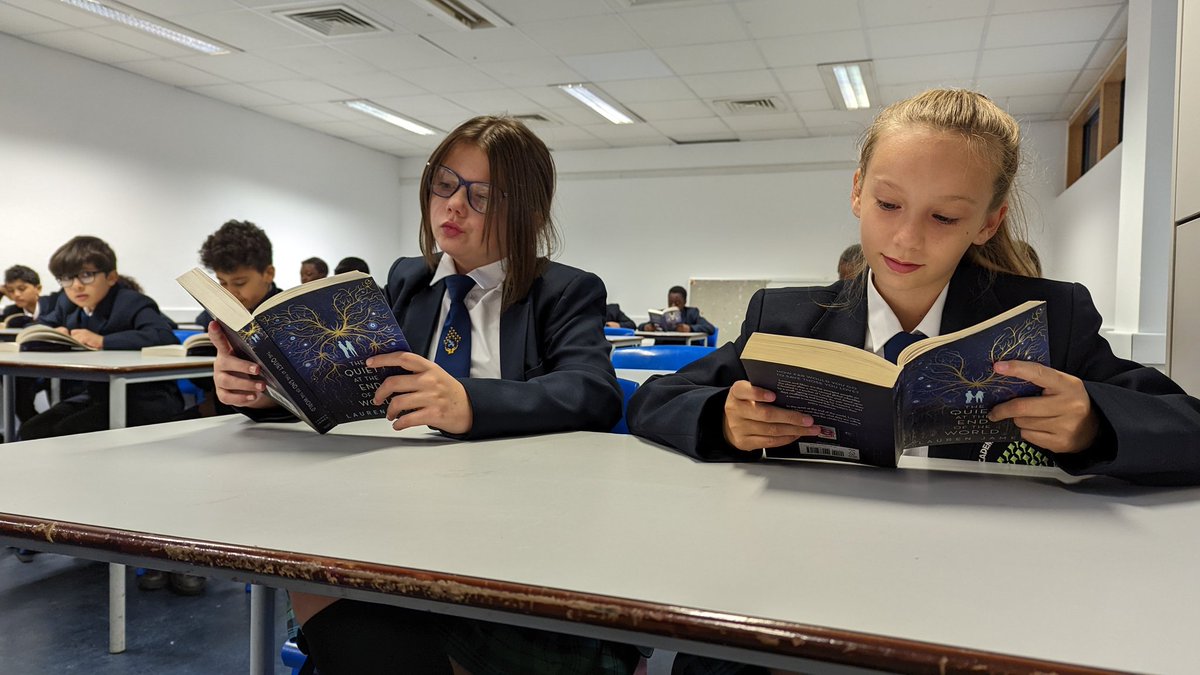 Year 7 Friday Form Time Reading - 7CMC are reading 'The Quiet At The End Of The World' by @Lauren_E_James Every student is absolutely engrossed in the story!