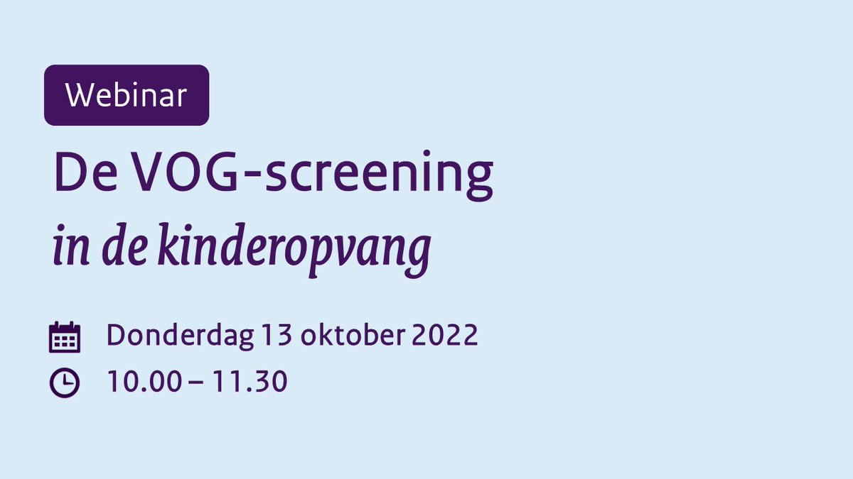 Justis organiseert op donderdag 13 oktober een gratis #webinar over de #VOG screening in de #kinderopvang. Meer info en aanmelden ➡️ justis.nl/nieuws/30-09-2…