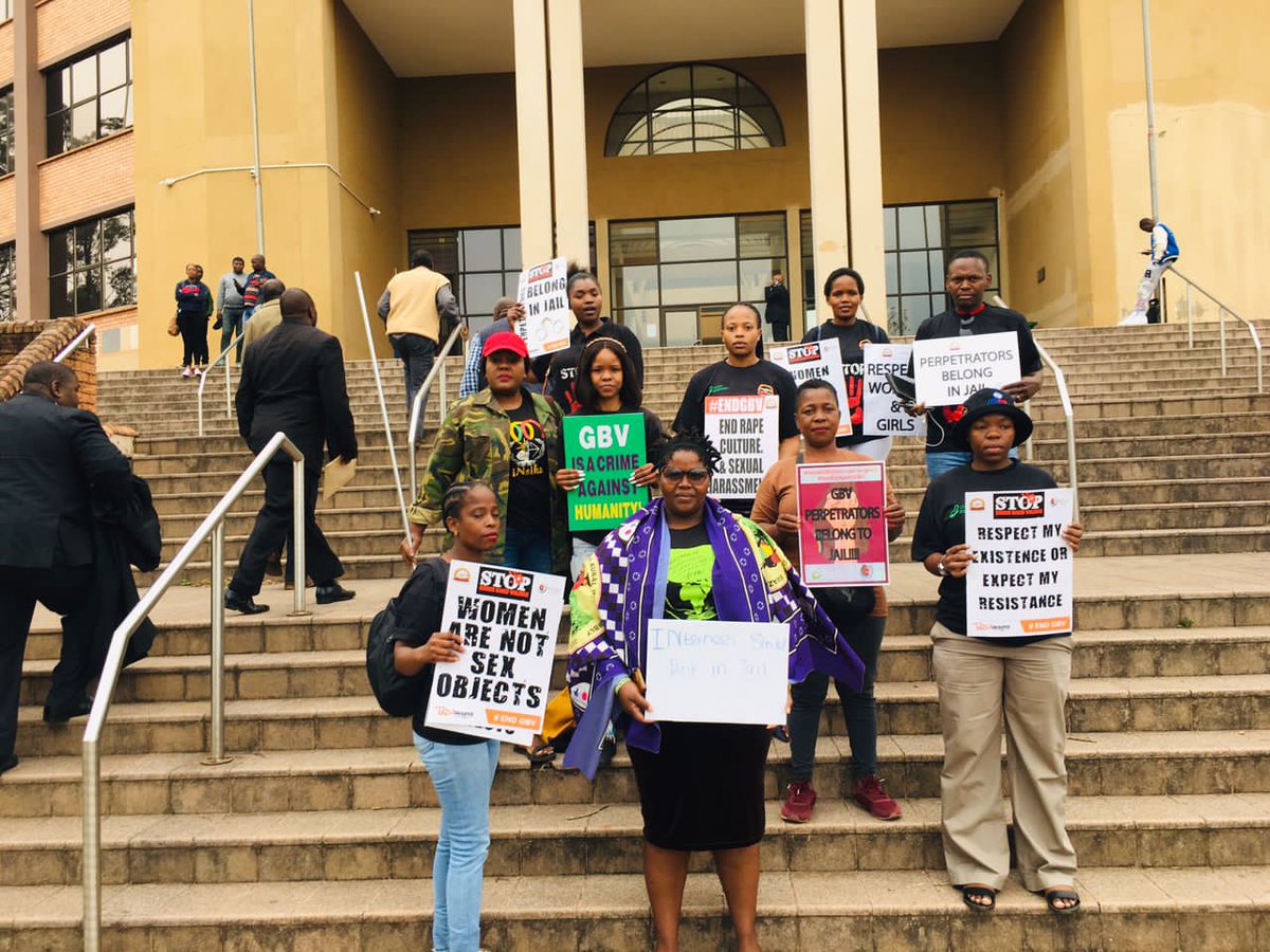 SWAGAA951's tweet photo. We are at the High Court to oppose the bail application and to witness the full might of the law as justice gets served, with @RuralWomen3 @MenEngageSW
#Notobail #perpetratorsbelonginjail #justiceforgbvsurvivors #endrape #endVAC #endGBV https://t.co/BD5IxlVEe6