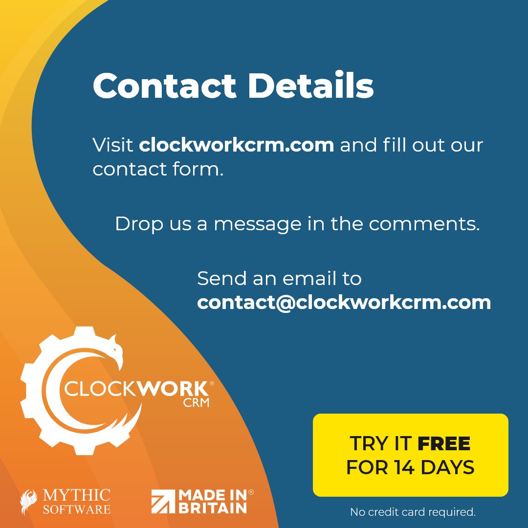 ClockworkCRM's tweet photo. Are you a creative SME that's paying over the odds for your CRM system? 💰😱

Clockwork CRM can help you, let us show you the features it has to offer - book your free demo today: https://t.co/cyiHmjk1iU

#freedemo #crm #projectmanagement #marketing #clockworkcrm #mythicsoftware https://t.co/Ub9iqYdYRl