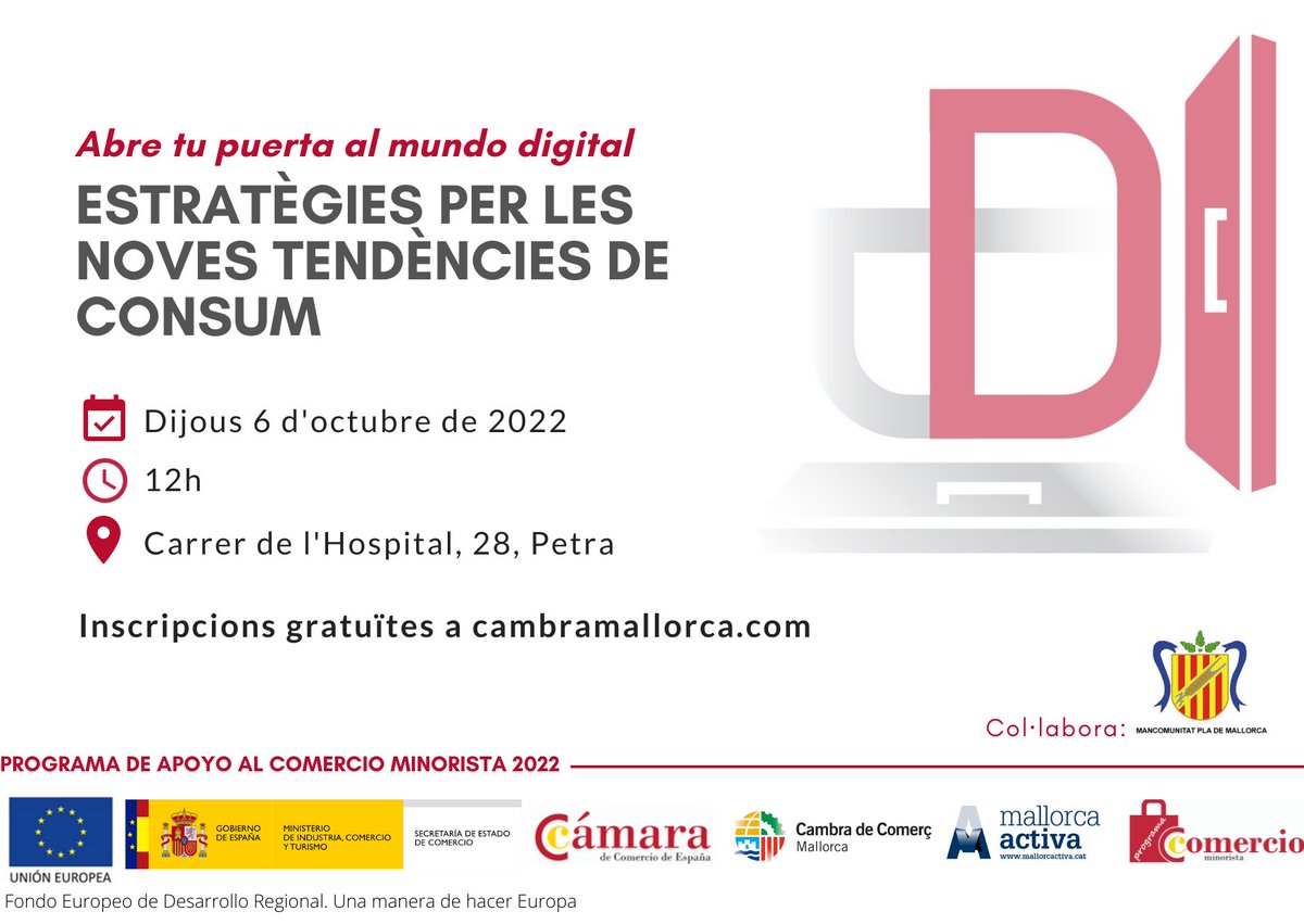 Aprofita aquesta formació gratuita! <a href="/MallorcaActiva/">MallorcActiva</a> <a href="/cambramallorca/">Cambra Mallorca</a> @SOIB