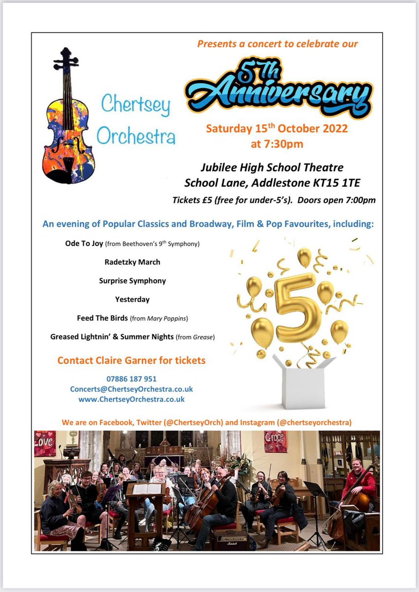 And here we have it, everything you need to know about our 5th anniversary concert in the evening of Sat 15 Oct, inc how to get a ticket. See you there?
