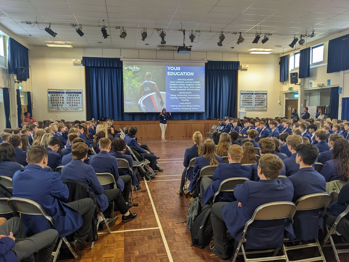 Jy_Taylor's tweet photo. Preparing our students for their next steps. There are so many fantastic options out there in #bcp. Great to have @clarehicksPE in from @RockleyCollege to talk to our Year 11s this morning. Careers and progression is well-catered for with @TL_Careers https://t.co/hHJtDqeVrI