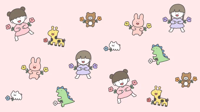 100日間なんか描く ¦ 32日目「みんなでひじガーデニング」パソコンやiPadの壁紙に使ってOKですそれ以外の用途での使用はお控えくださいましー! 