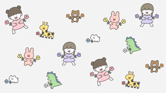 100日間なんか描く ¦ 32日目「みんなでひじガーデニング」パソコンやiPadの壁紙に使ってOKですそれ以外の用途での使用はお控えくださいましー! 