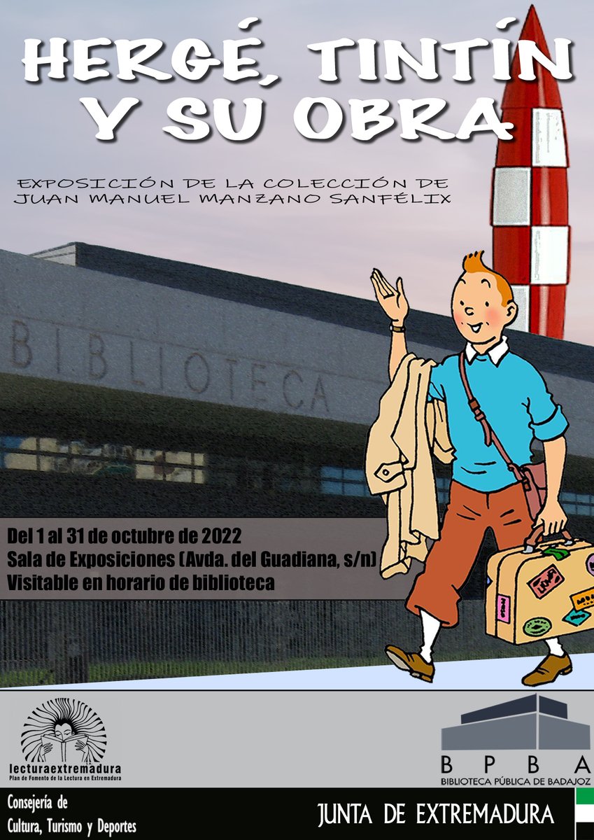 BiblioBadajoz's tweet photo. ¿Eres fan de Tintín?

No os queremos enamorar, pero ahí va una pequeña muestra de lo que podréis ver a partir de mañana en la maravillosa Exposición "Hergé, Tintín y su obra" 😍😍😍😍😍. 

Toda la info en: https://t.co/zRGdsZKLcw ¡Os esperamos! #Badajoz #Tintín #Hergé https://t.co/796IaYr9Qn