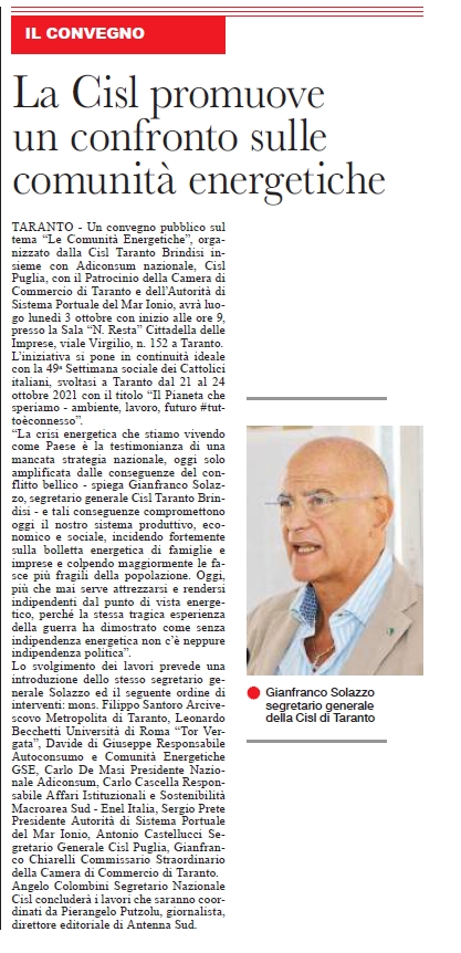 CislTaBr's tweet photo. #Ust @gianfr_solazzo @CastellucciAnto @AngeloColombin1 @CislNazionale @CislPuglia @adiconsum @AdiconsumP @PortodiTaranto #CCIAATaranto @TaBuonaSera #LoJonio https://t.co/btshD88sDo