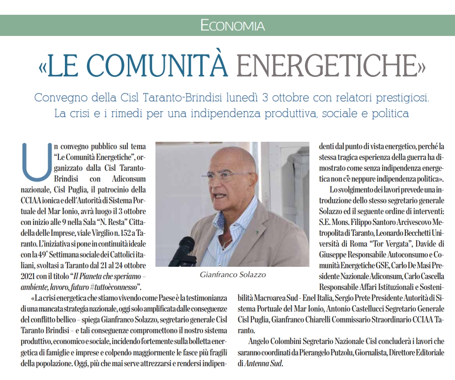 CislTaBr's tweet photo. #Ust @gianfr_solazzo @CastellucciAnto @AngeloColombin1 @CislNazionale @CislPuglia @adiconsum @AdiconsumP @PortodiTaranto #CCIAATaranto @TaBuonaSera #LoJonio https://t.co/btshD88sDo
